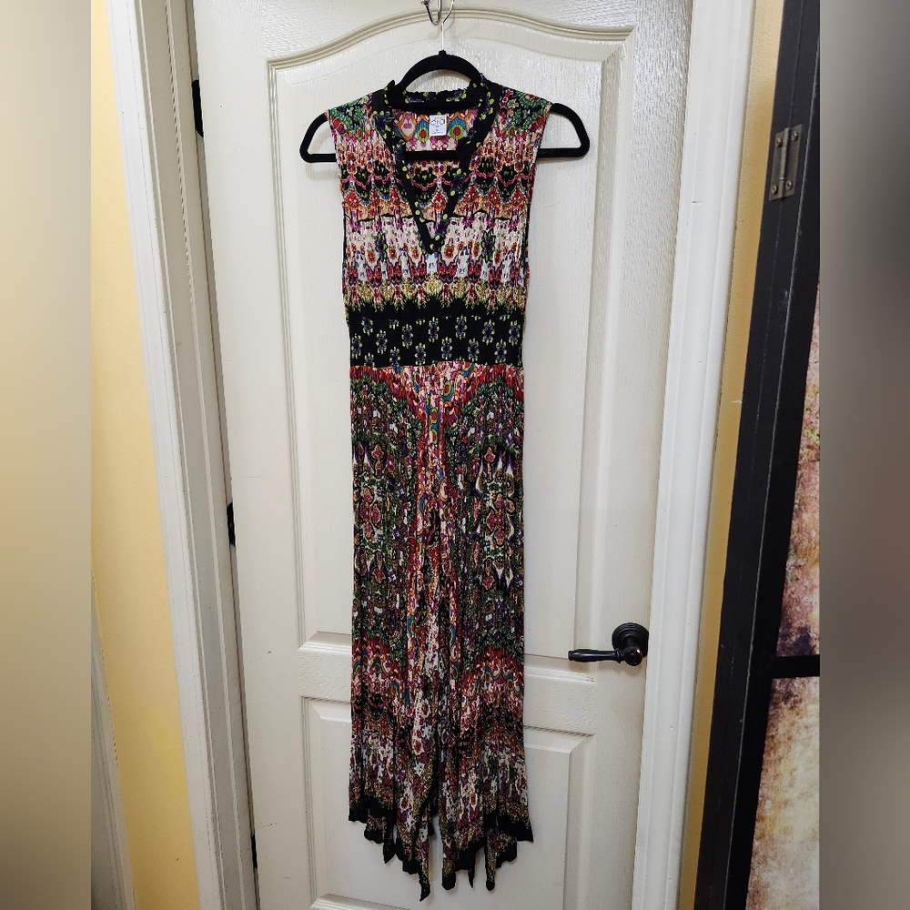 BILA COLORFUL PATTERN V-NECK SLEEVELESS MAXI DRESS